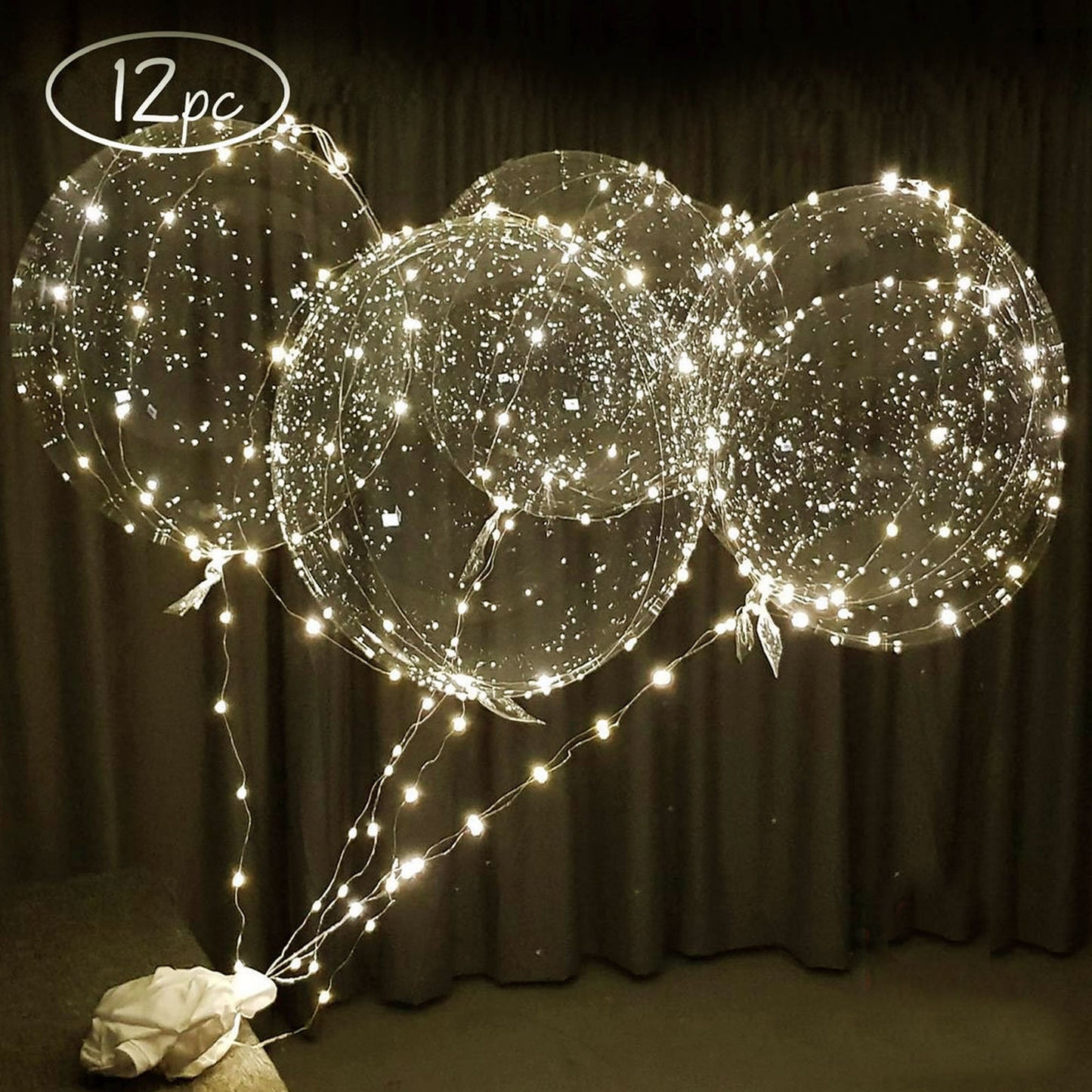 Lightsfevers warm white led balloons with batteries party balloons 20 inch clear balloons transparent balloons for helium or air, wedding balloons