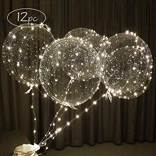 Lightsfevers warm white led balloons with batteries party balloons 20 inch clear balloons transparent balloons for helium or air, wedding balloons