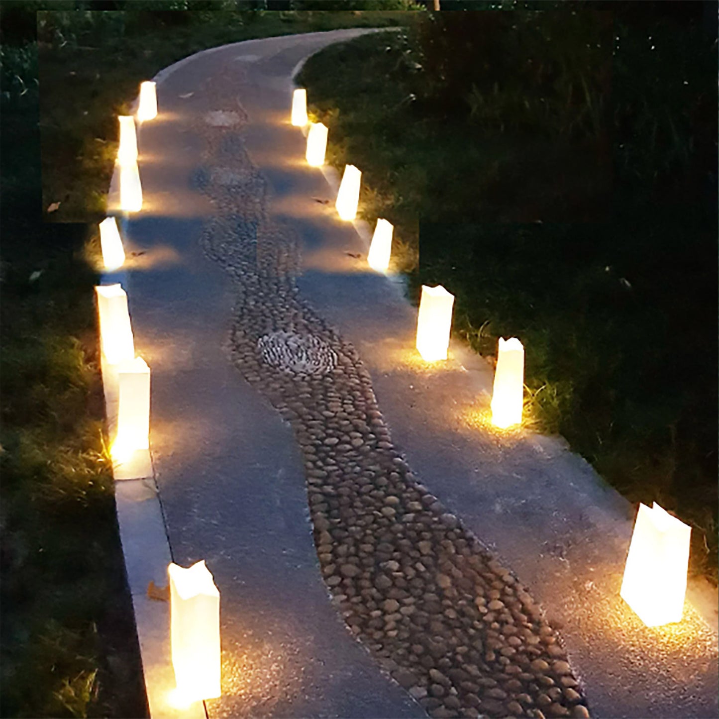 50pc Assorted Tall Luminaria bags with LED lights, perfect for thanksgiving decorations and christmas decorations