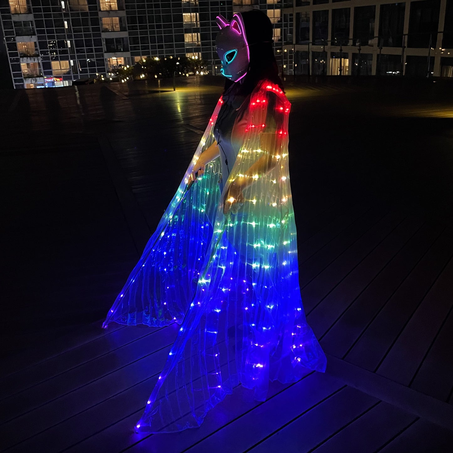 Light up LED rainbow wings  large for belly dancing