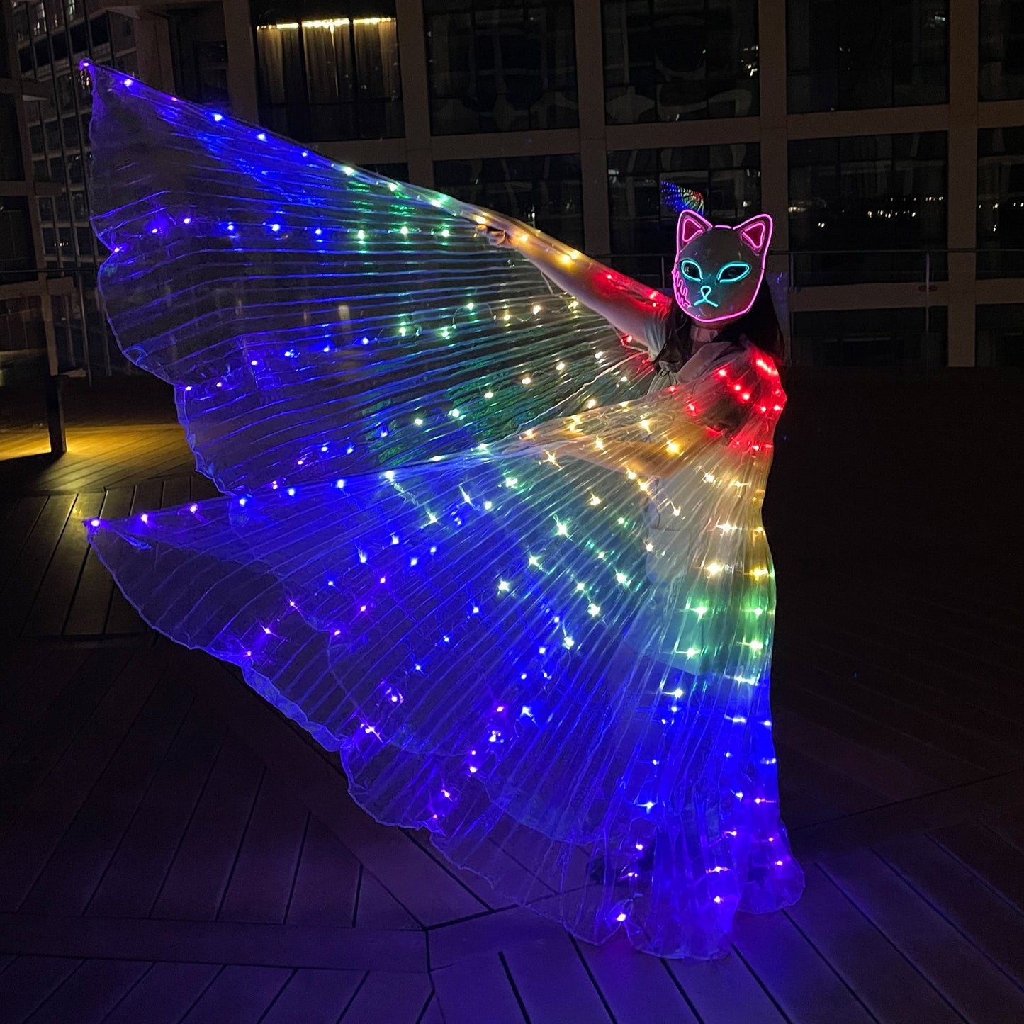 Light up LED rainbow wings  large for belly dancing