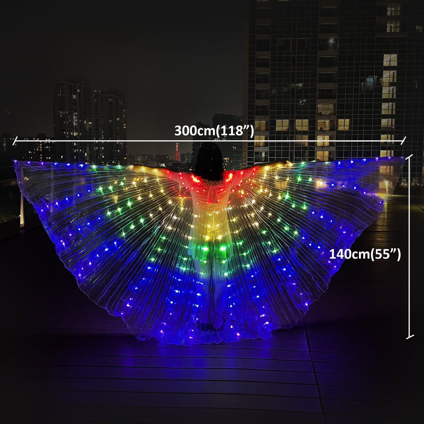 Light up LED rainbow wings  large for belly dancing