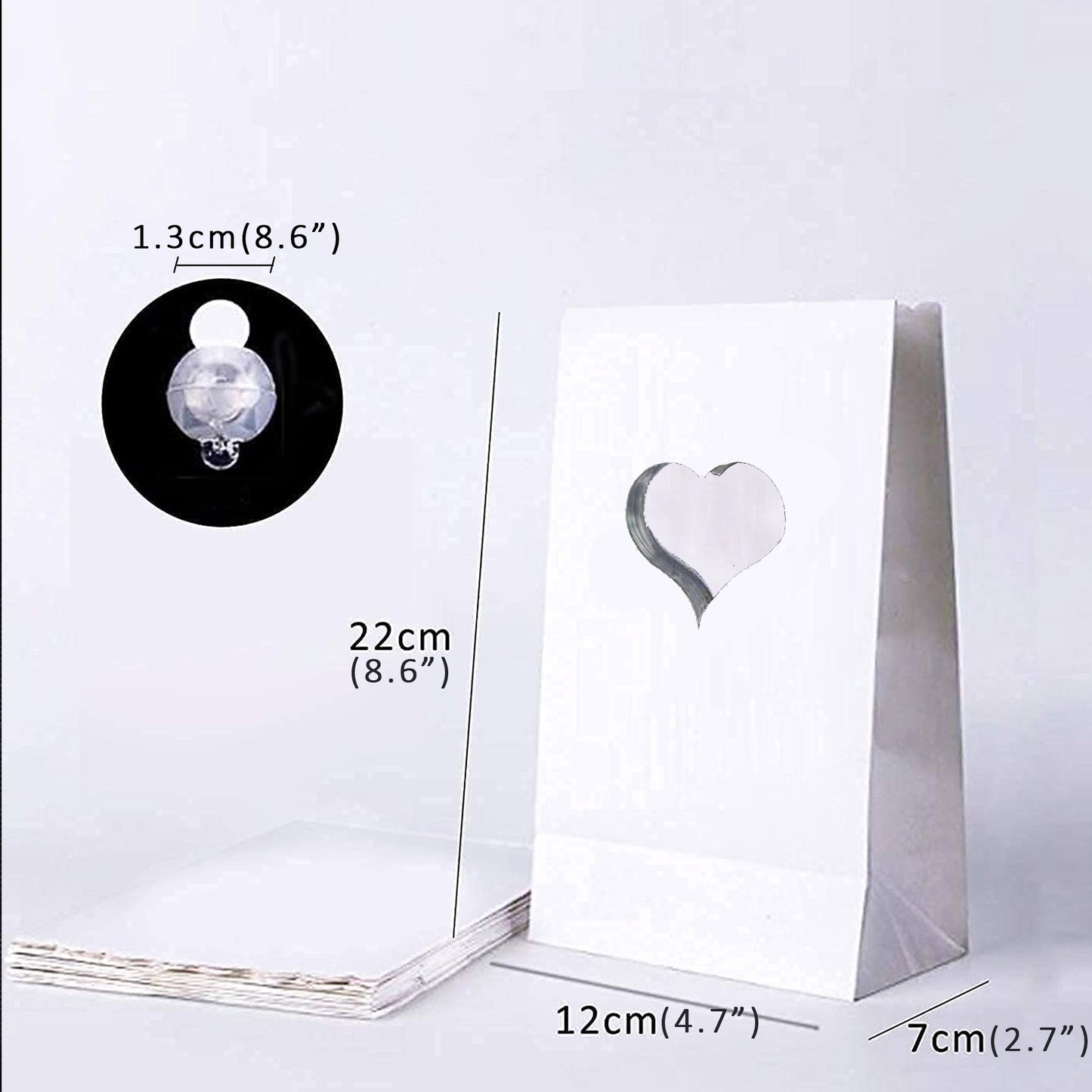 LED light up luminary bags kits heart pattern 50pc