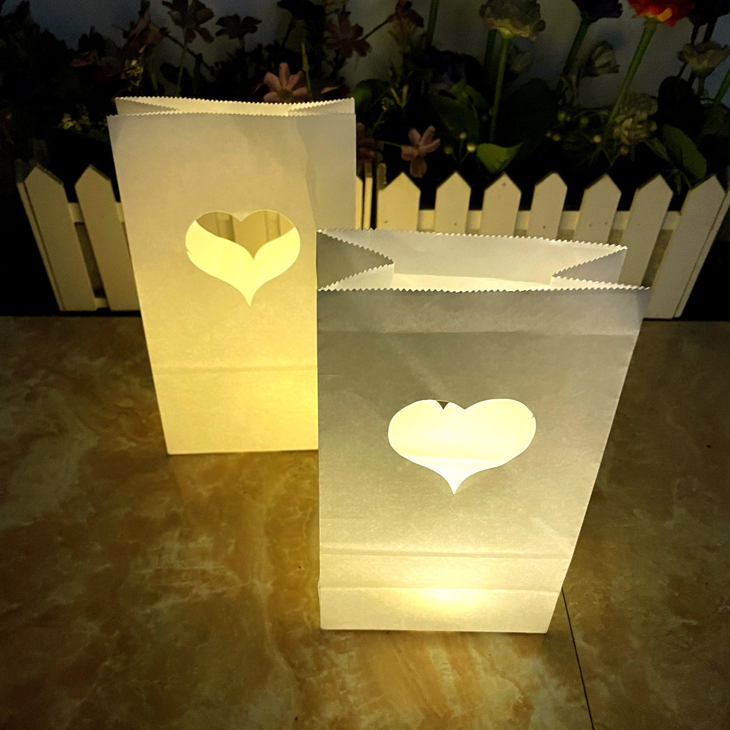 LED light up luminary bags kits heart pattern 50pc