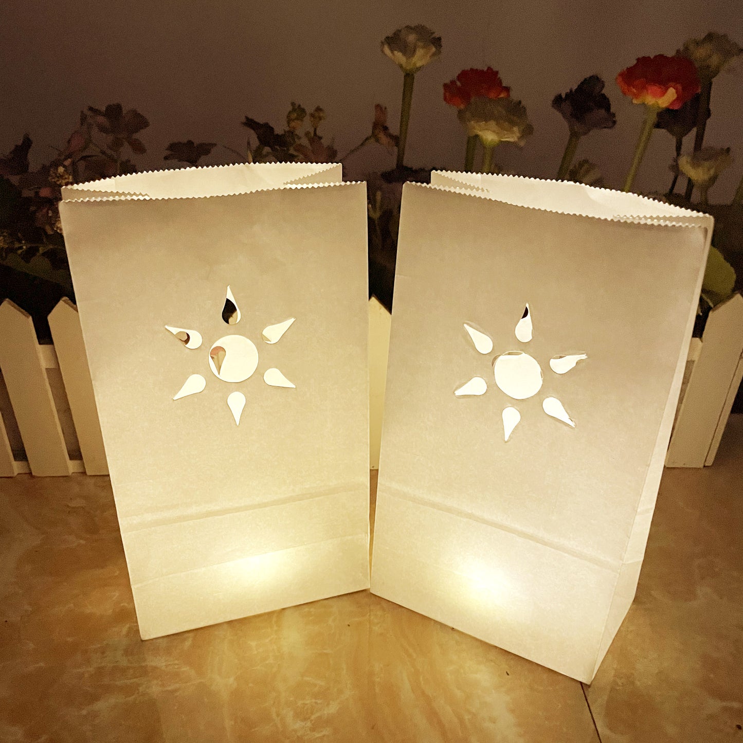 luminary bags six pointed sun pattern lights included kits 50pc