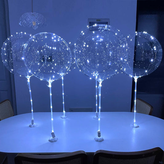 LED Balloons with sticks cold white 6pc