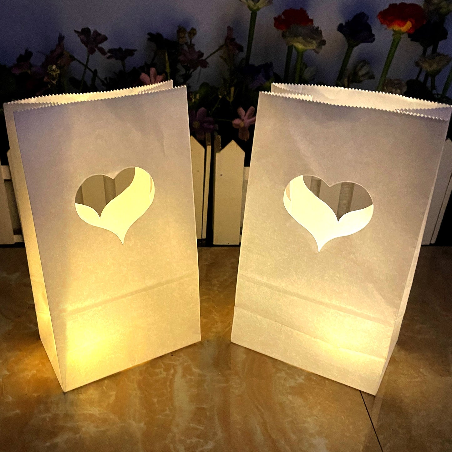 LED light up luminary bags kits heart pattern 50pc