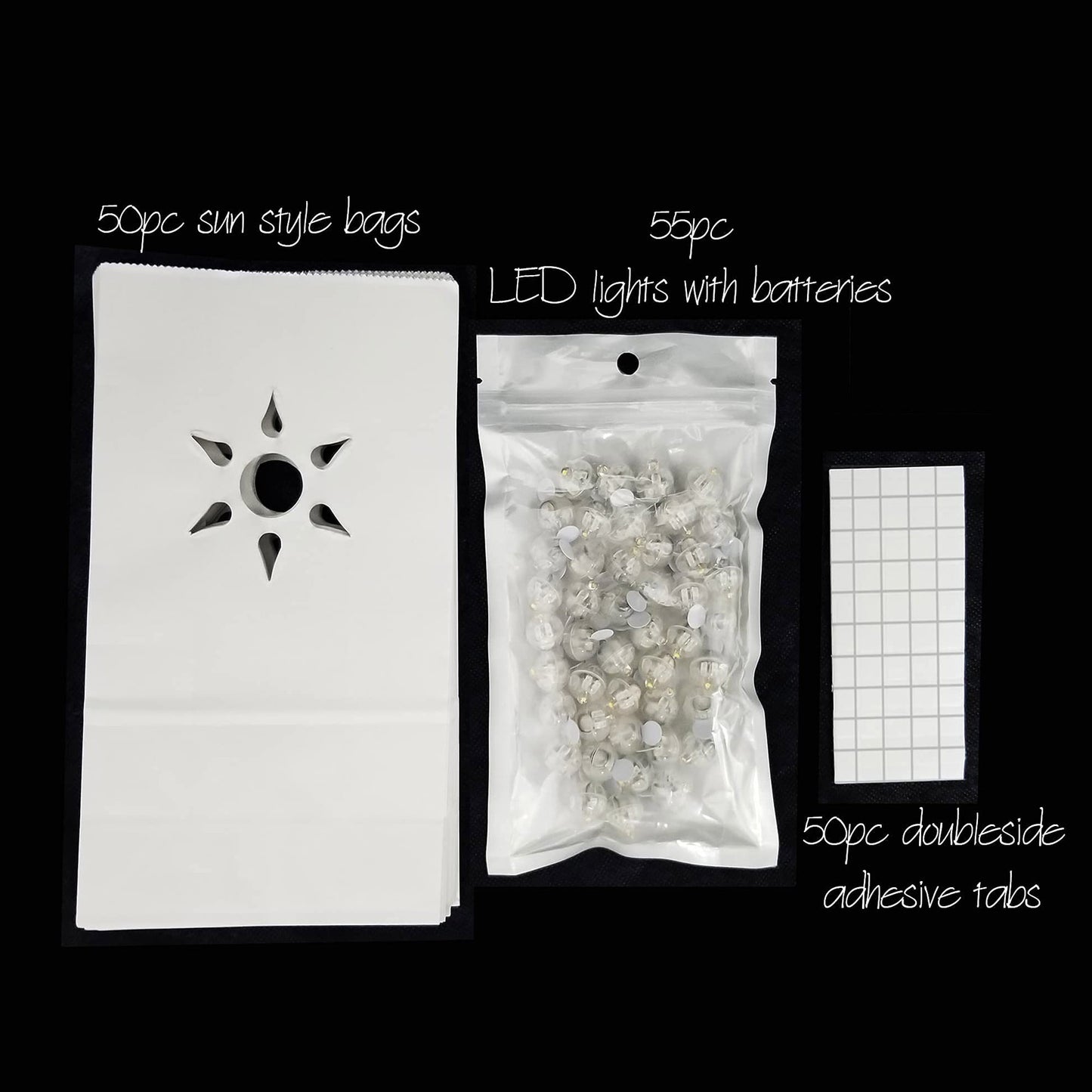 luminary bags six pointed sun pattern lights included kits 50pc