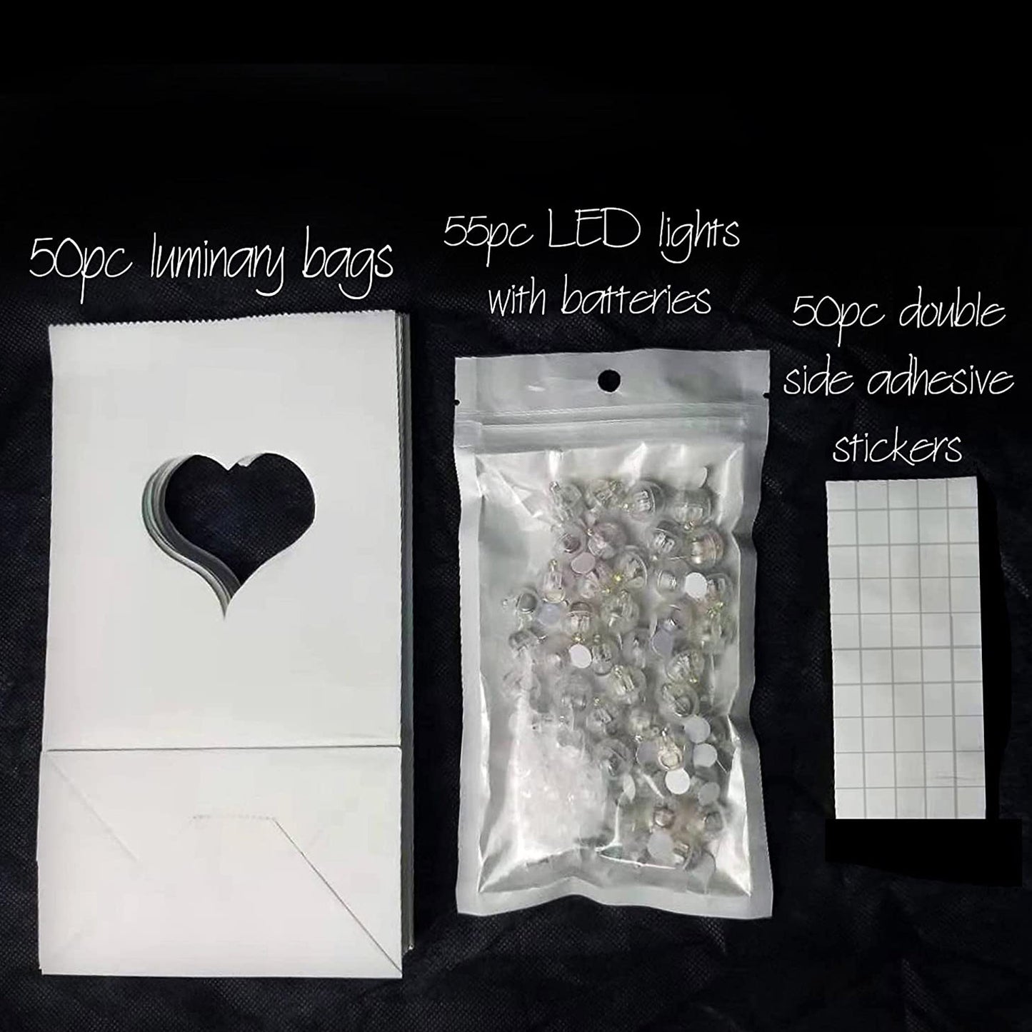 LED light up luminary bags kits heart pattern 50pc