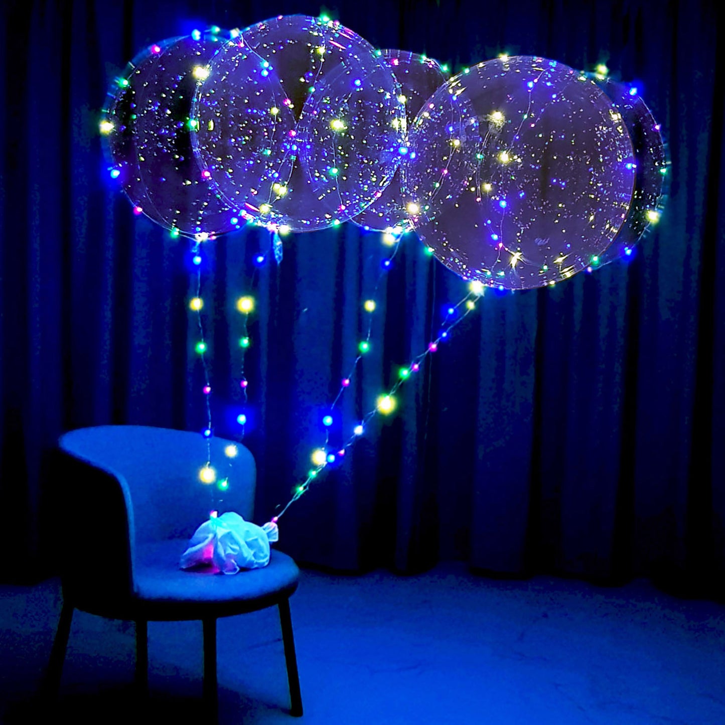 led balloons medium size multi-color 6pc with batteries