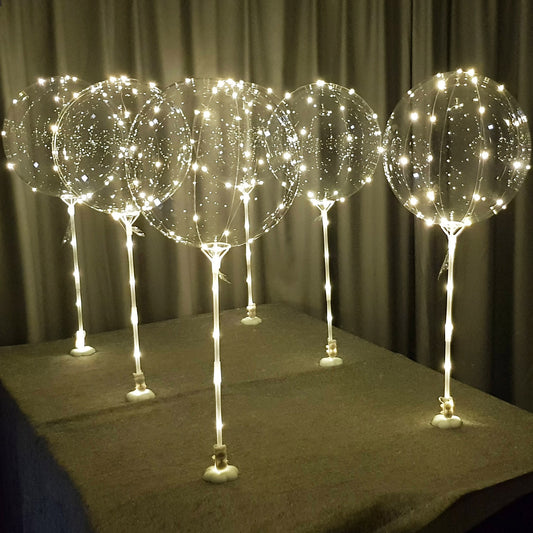 LED Balloons with sticks warm white 6pc