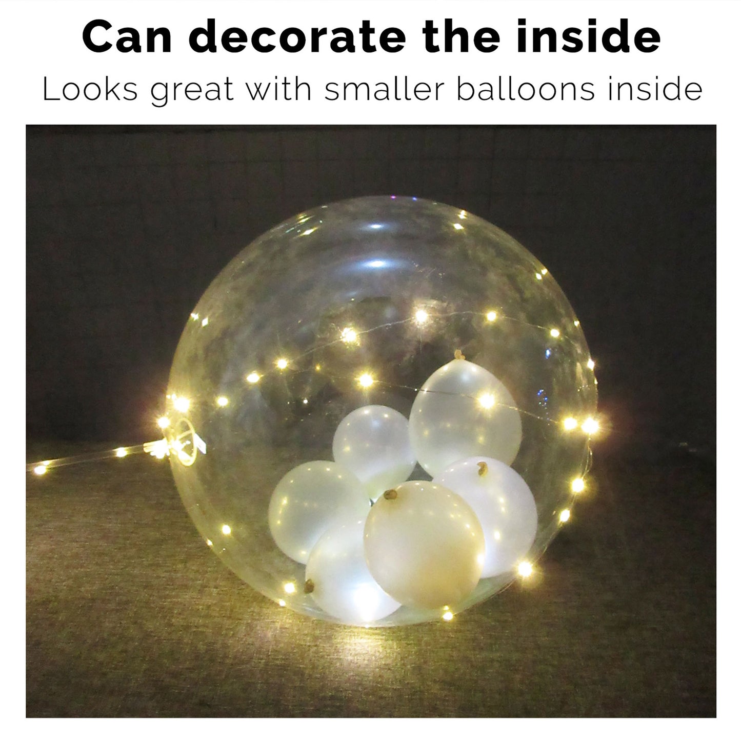 LED balloons medium size 10pc warm white (AA batteries not included)