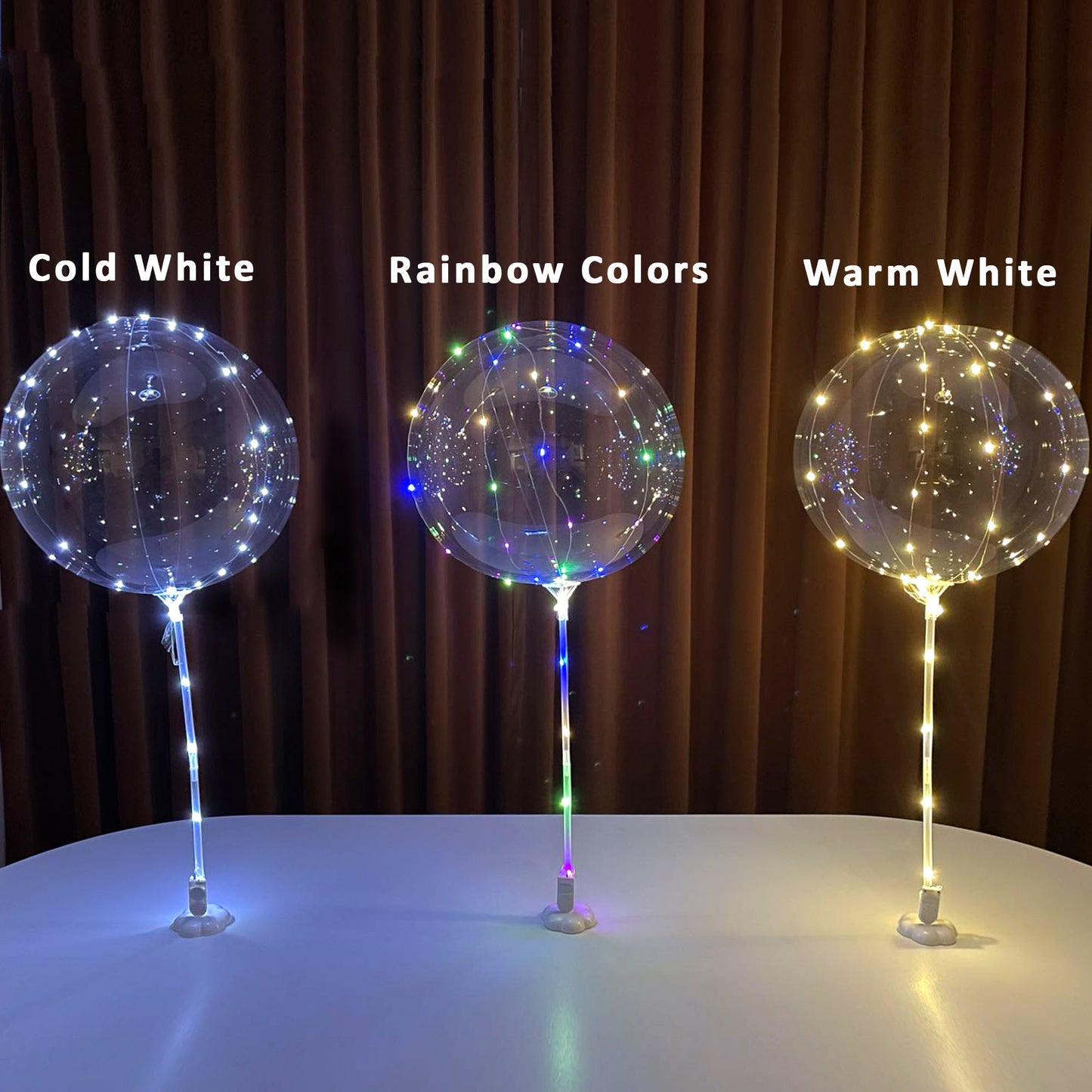 LED Balloons with sticks cold white 6pc